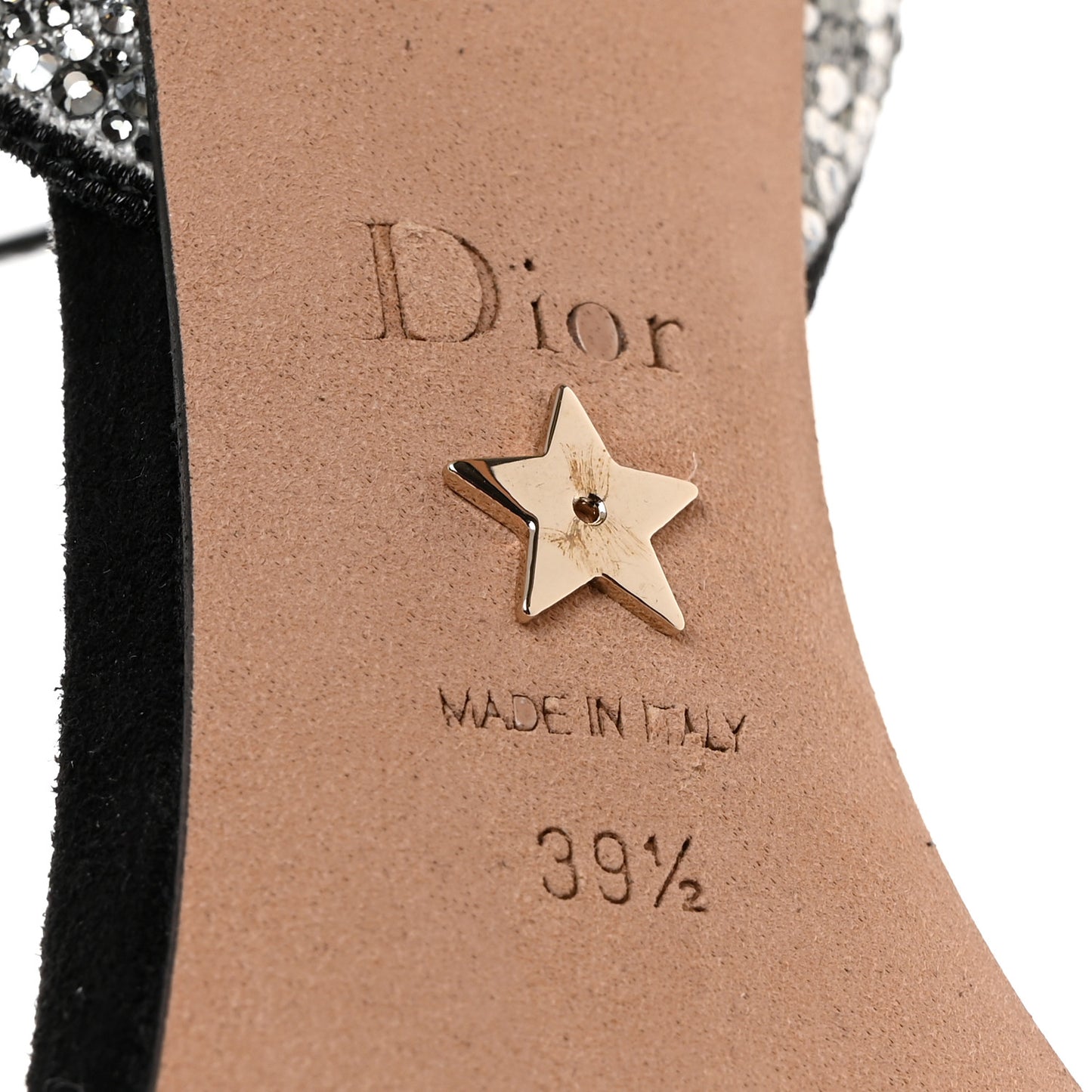 Cotton Strass Embroidered Dway Heeled Sandals 39.5 Black Silver