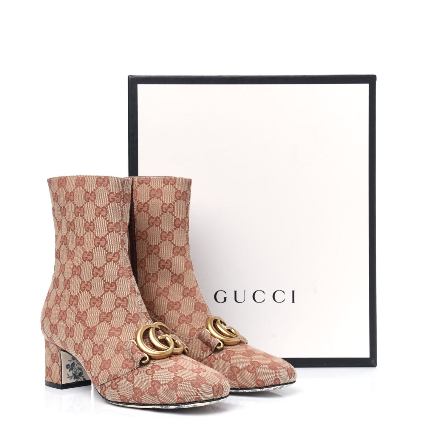Monogram Malaga Kid GG Victoire 55mm Ankle Boots 39.5 Beige Ruggine Rust