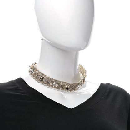 Chanel Crystal Pearl CC Choker Necklace Gold 2 of 4