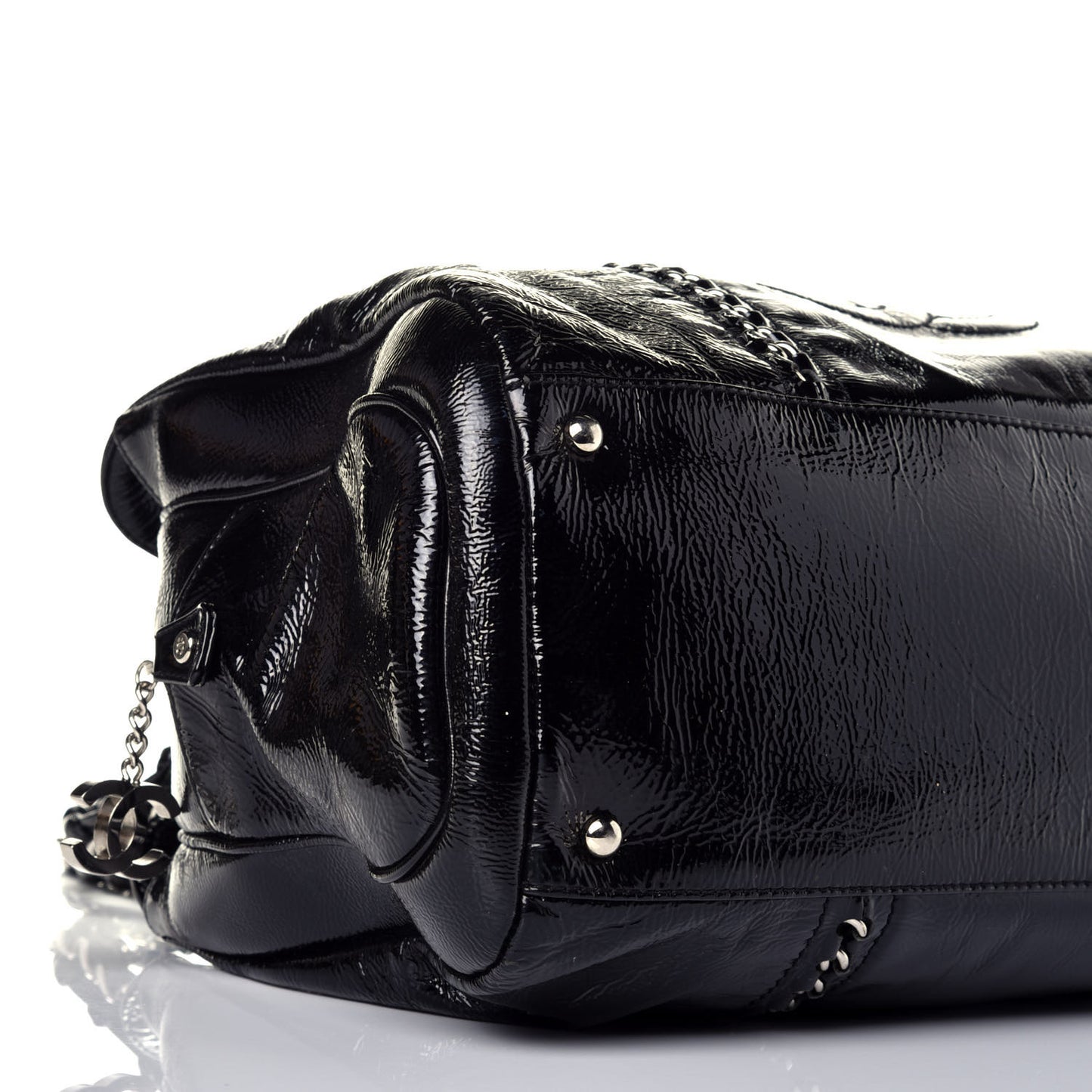 Patent Calfskin Large Luxe Ligne Tote Black
