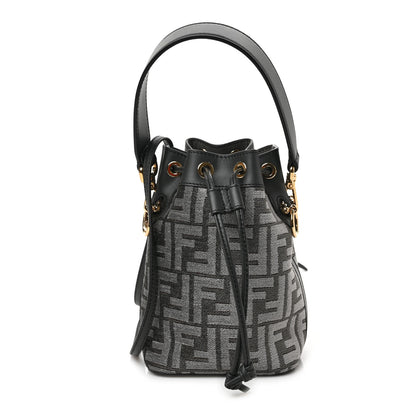 Fendi Chenille Vitello King FF Mini Mon Tresor Bucket Bag Antracite Asfalto 1 of 8