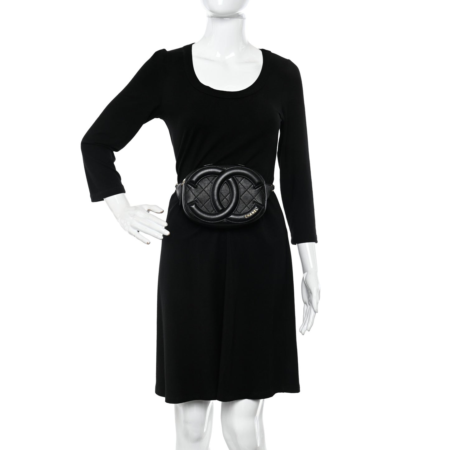 Lambskin Quilted Waist Coco Midnight Belt Bag Black