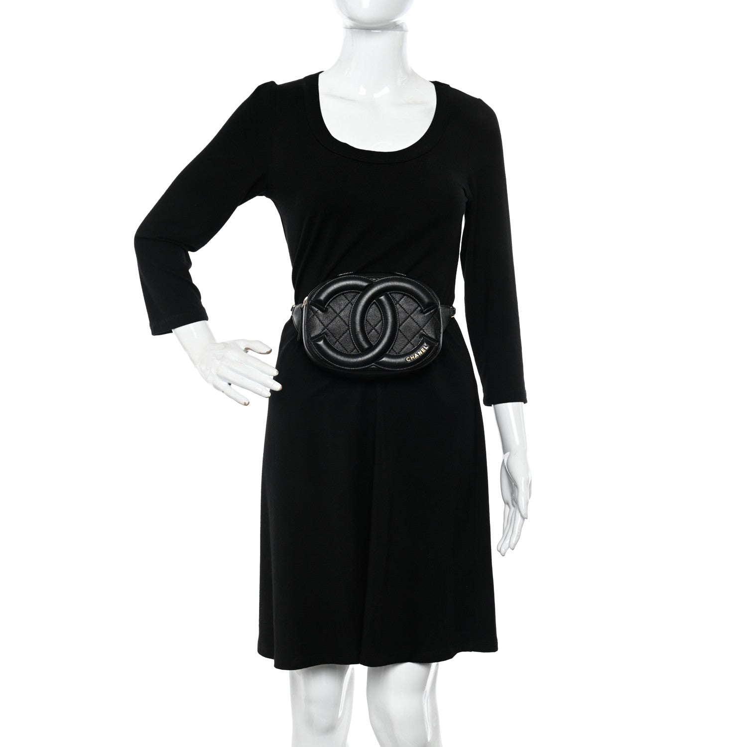 Chanel Lambskin Quilted Waist Coco Midnight Belt Bag Black 2 of 10