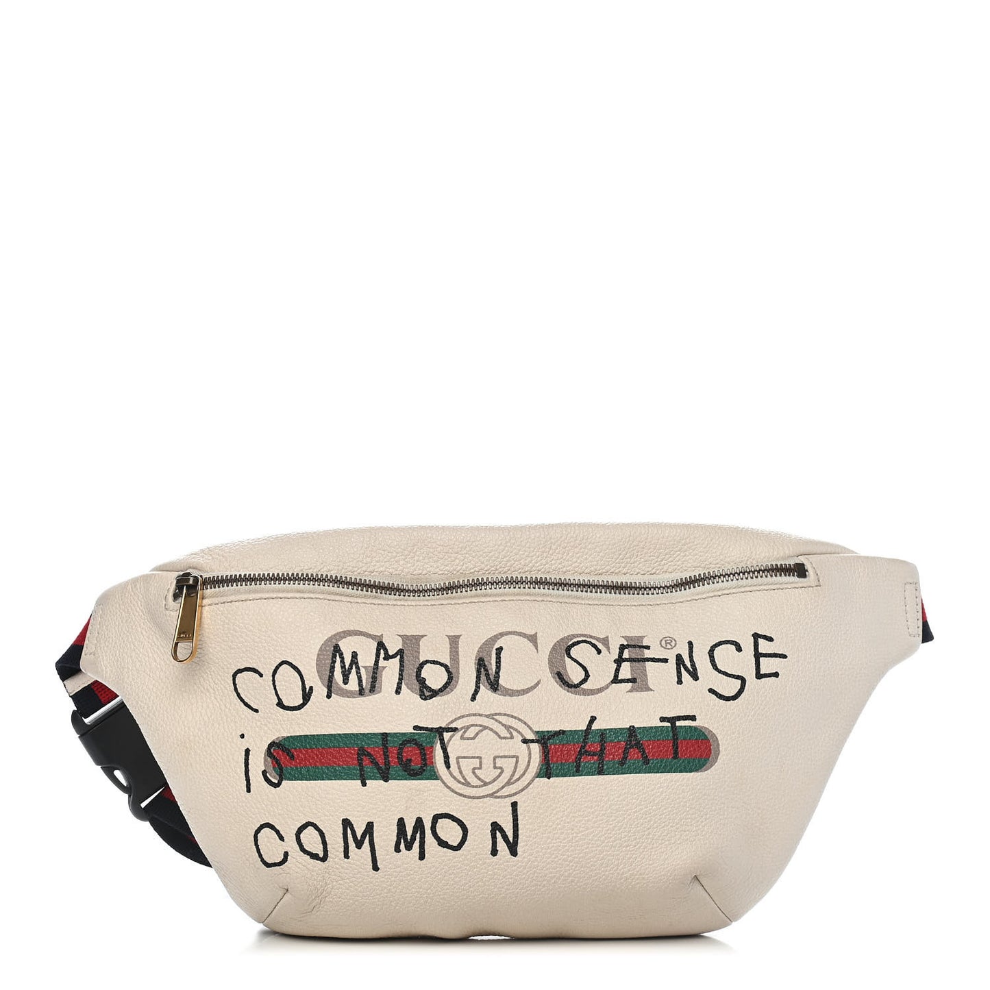 Grained Calfskin Coco Capitan Logo Belt Bag White