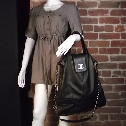 Chanel Lambskin Messenger Tote Black 2 of 8