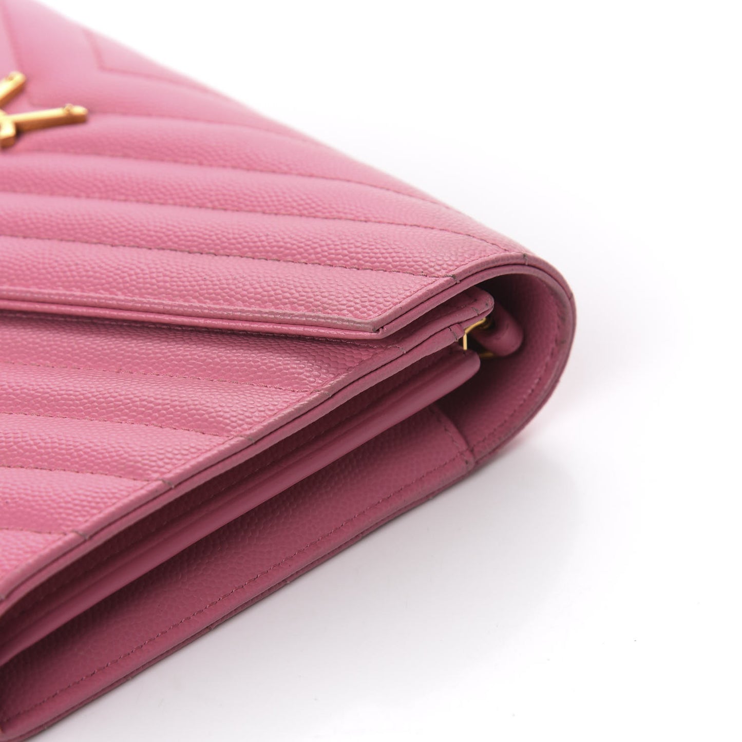 Grain De Poudre Matelasse Chevron Monogram Chain Wallet Indian Pink