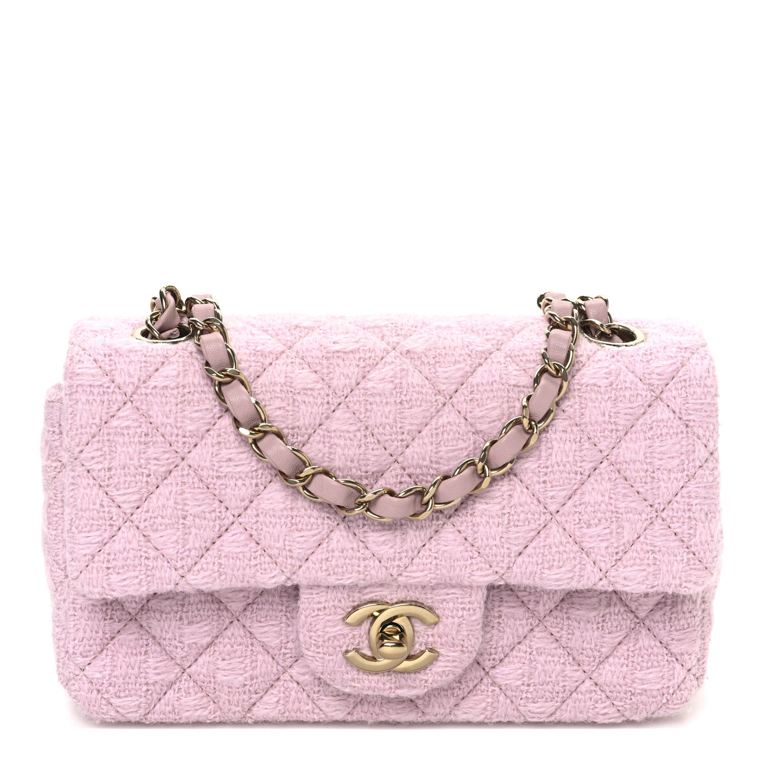 Chanel Tweed Quilted Mini Rectangular Flap Light Pink 1 of 10