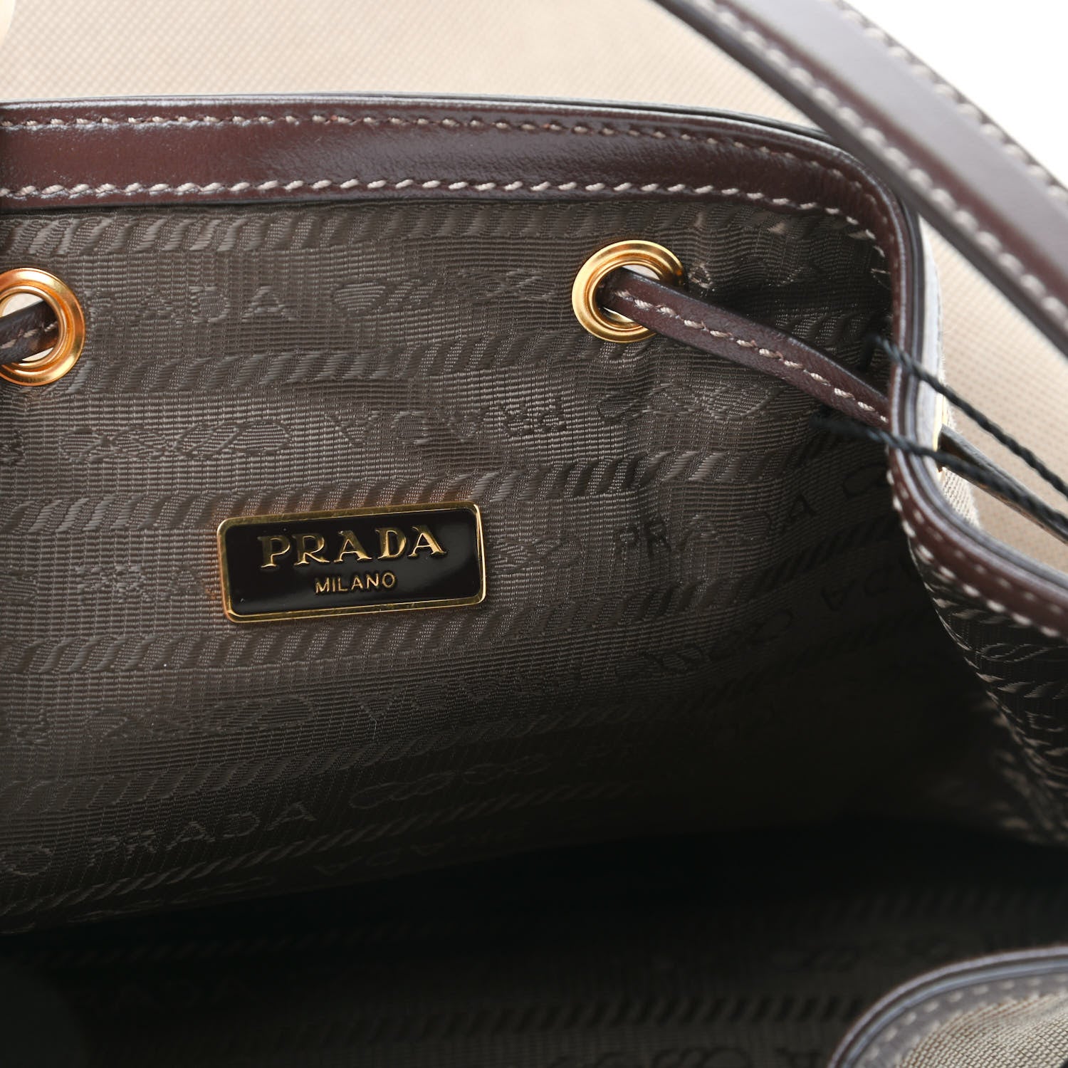Prada Jacquard Logo Mini Bucket Crossbody Bag Corda Bruciato 6 of 10