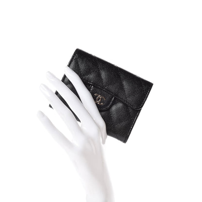 Chanel Caviar Quilted Flap Card Holder Wallet Black 2 of 9