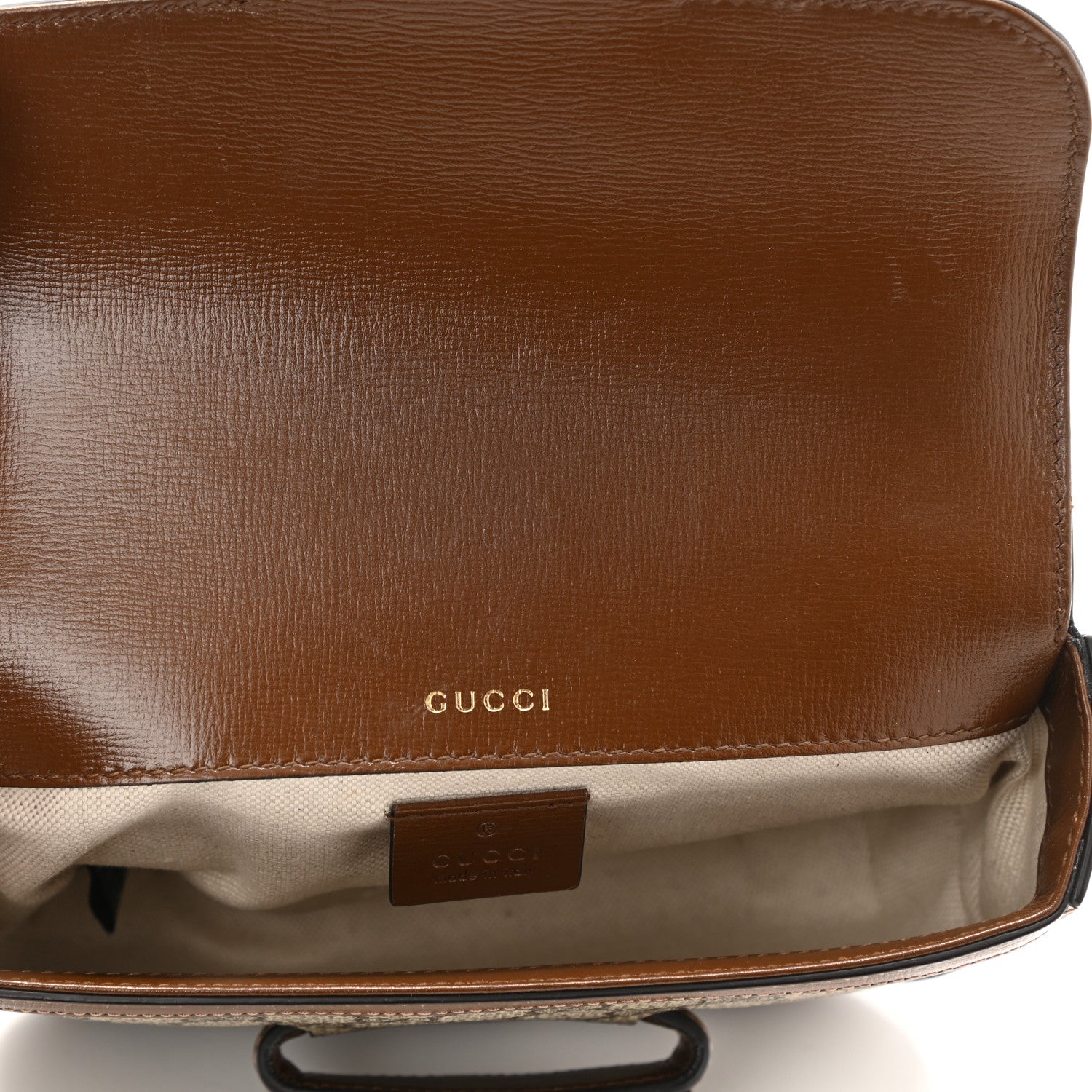 Gucci GG Supreme Monogram Web Mini Horsebit 1955 Shoulder Bag Beige Brown Sugar 5 of 10