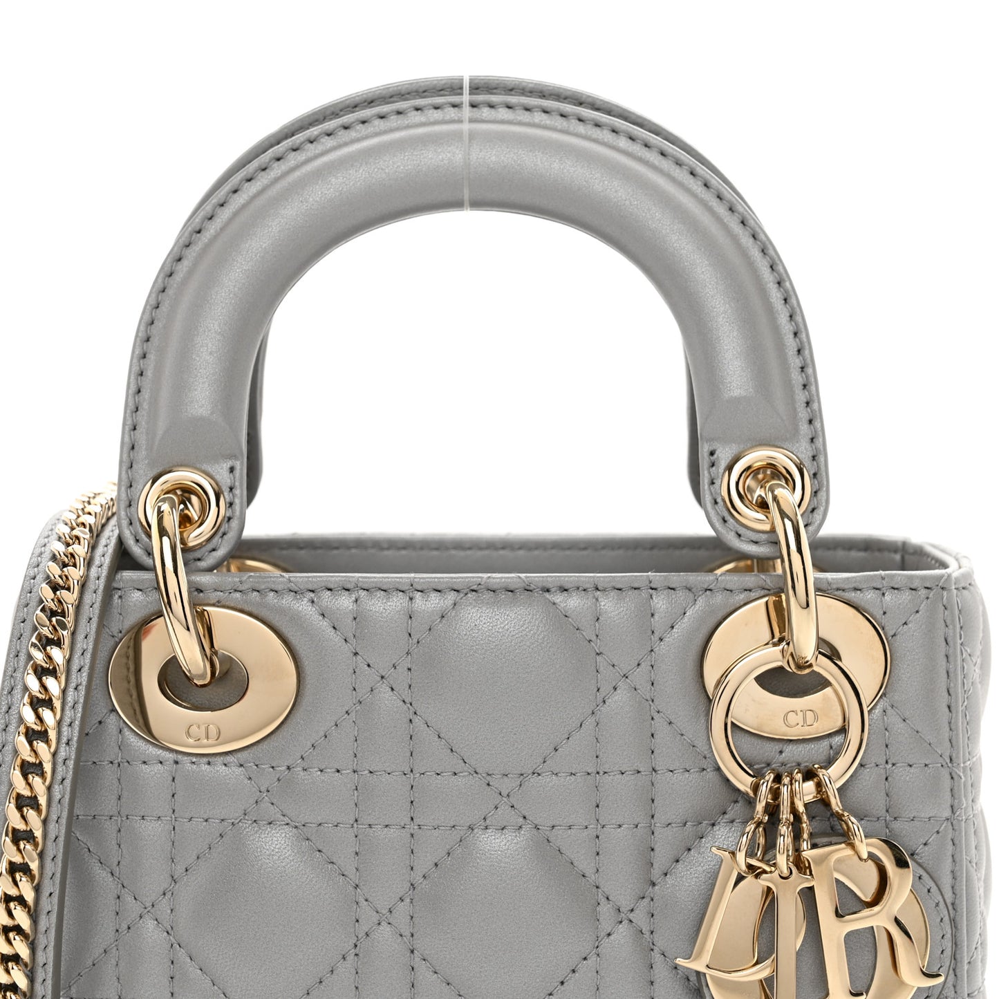 Lambskin Cannage Mini Lady Dior Gray Opaline