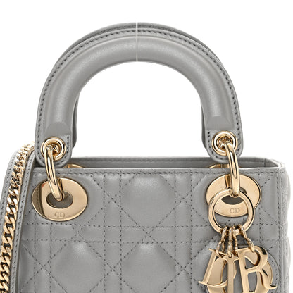Christian Dior Lambskin Cannage Mini Lady Dior Gray Opaline 5 of 10