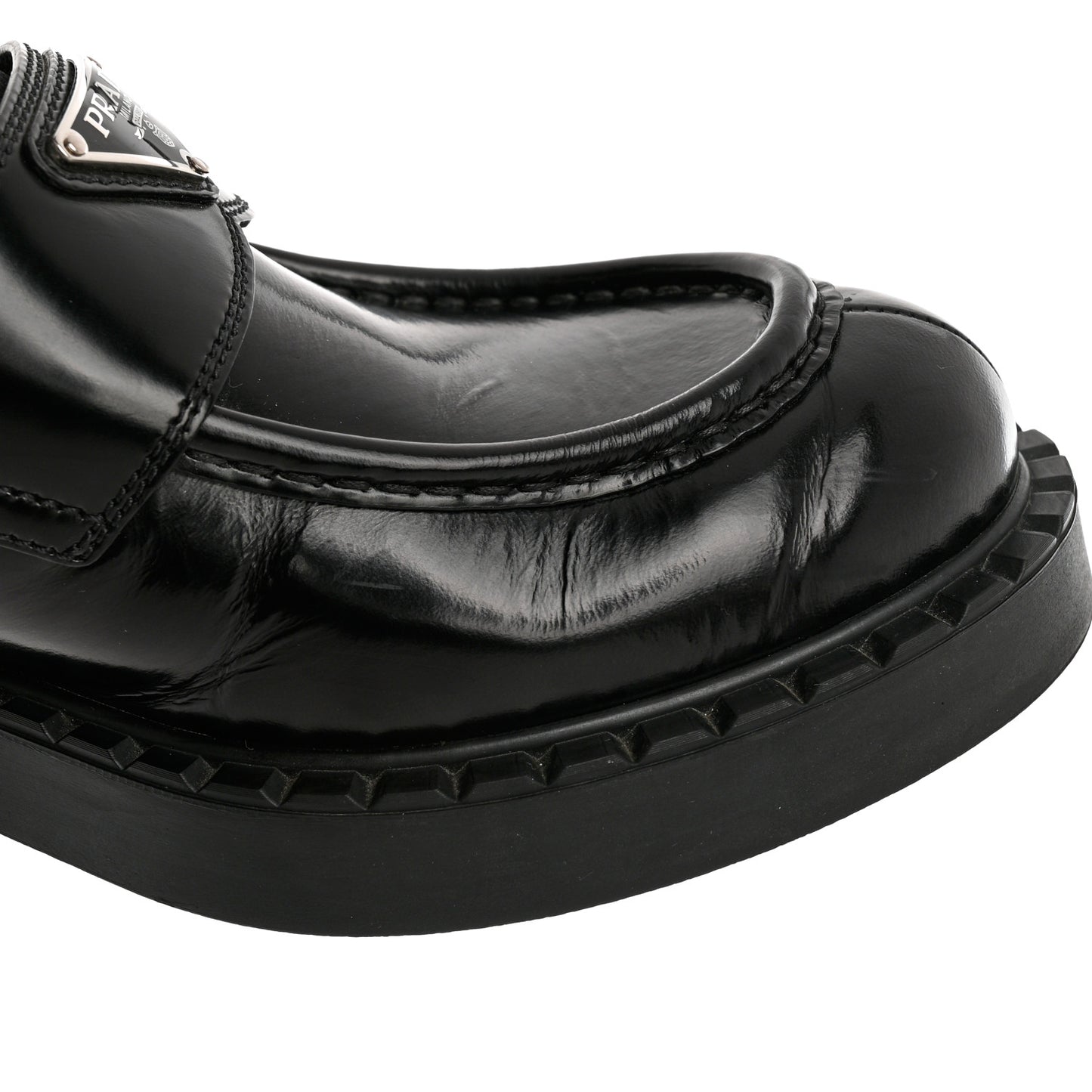 Spazzolato Metal Triangle Logo 50mm Loafers 40.5 Black