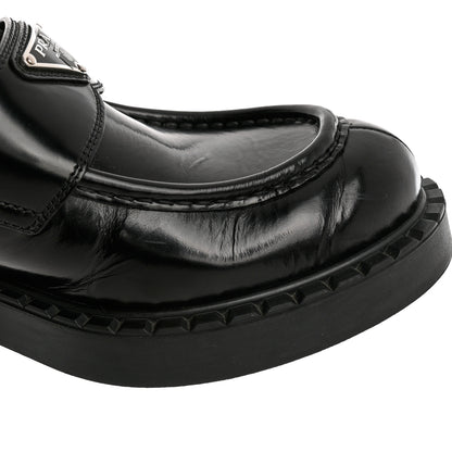 Prada Spazzolato Metal Triangle Logo 50mm Loafers 40.5 Black 9 of 12