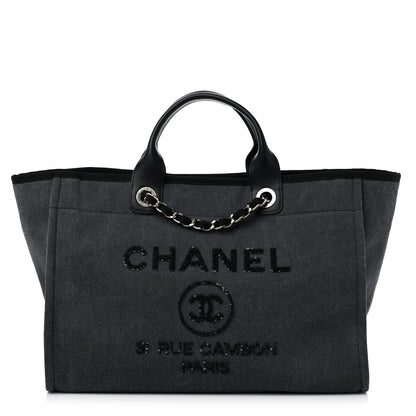 Chanel Canvas Sequin Medium Deauville Tote Charcoal 1 of 9