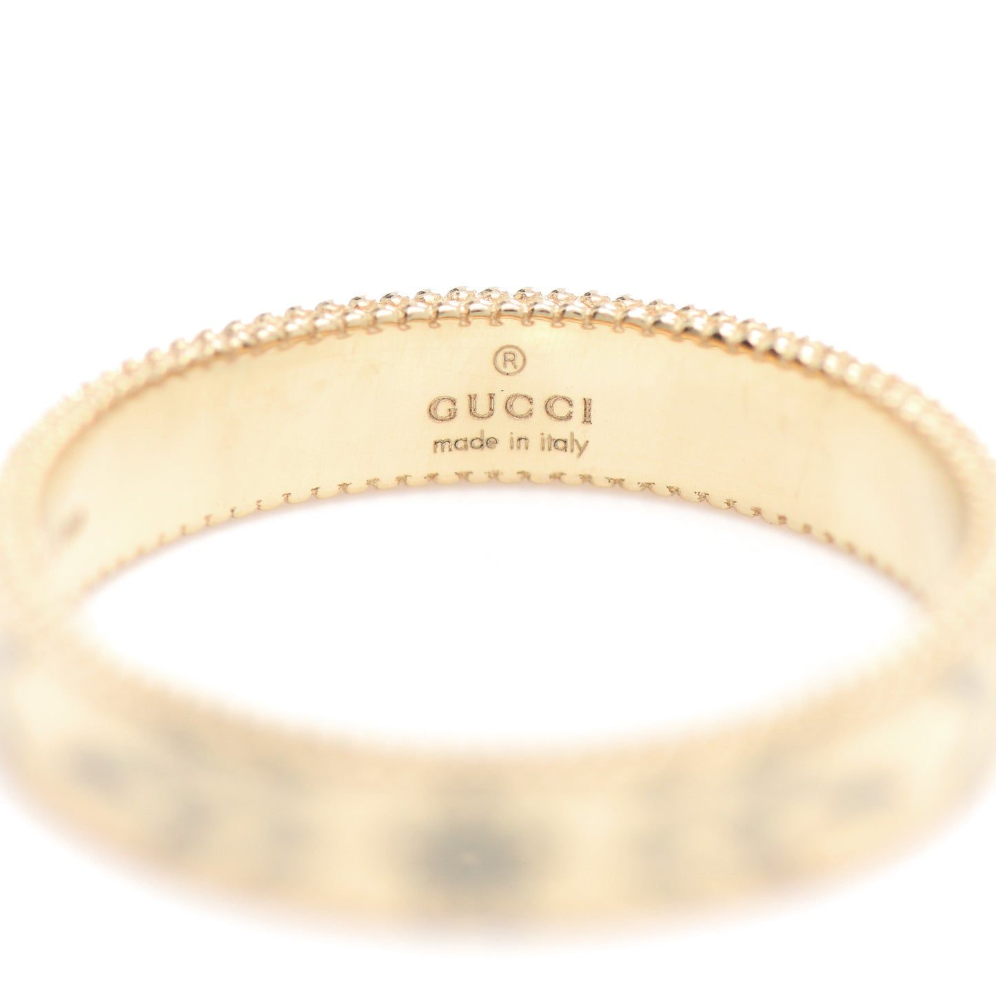 18K Yellow Gold Enamel 4mm Icon Blooms Band Ring 58 8.25