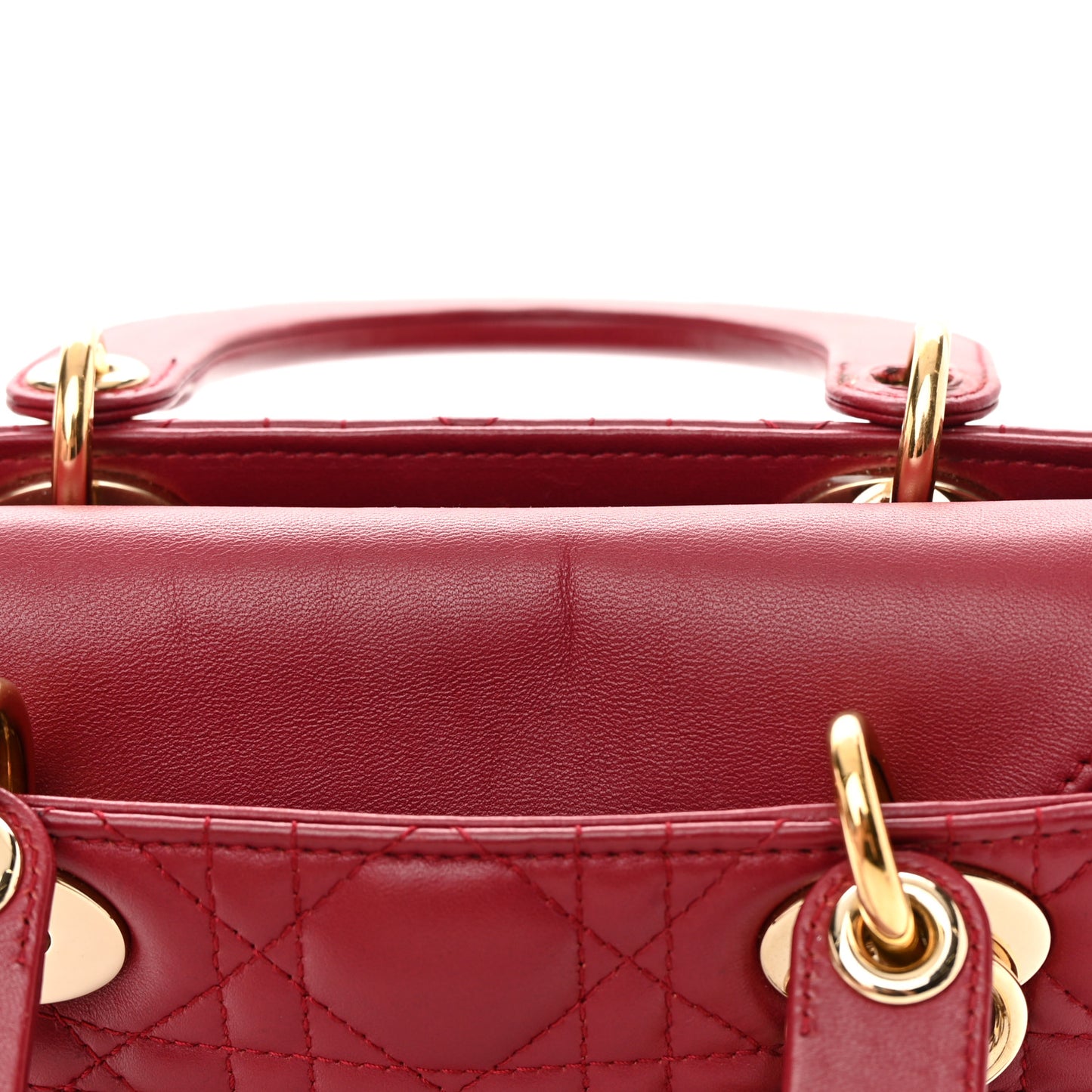 Lambskin Cannage Small Lucky Badges My Lady Dior Red