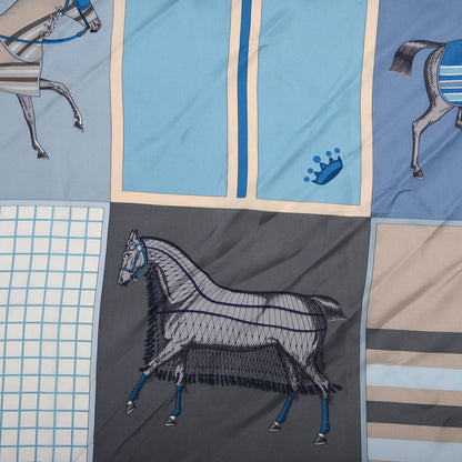 Hermes Silk Couvertures Nouvelles Shawl 140 Ciel Marine Sable 3 of 4