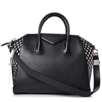 Givenchy Sugar Goatskin Woven Medium Antigona Black White 1 of 7