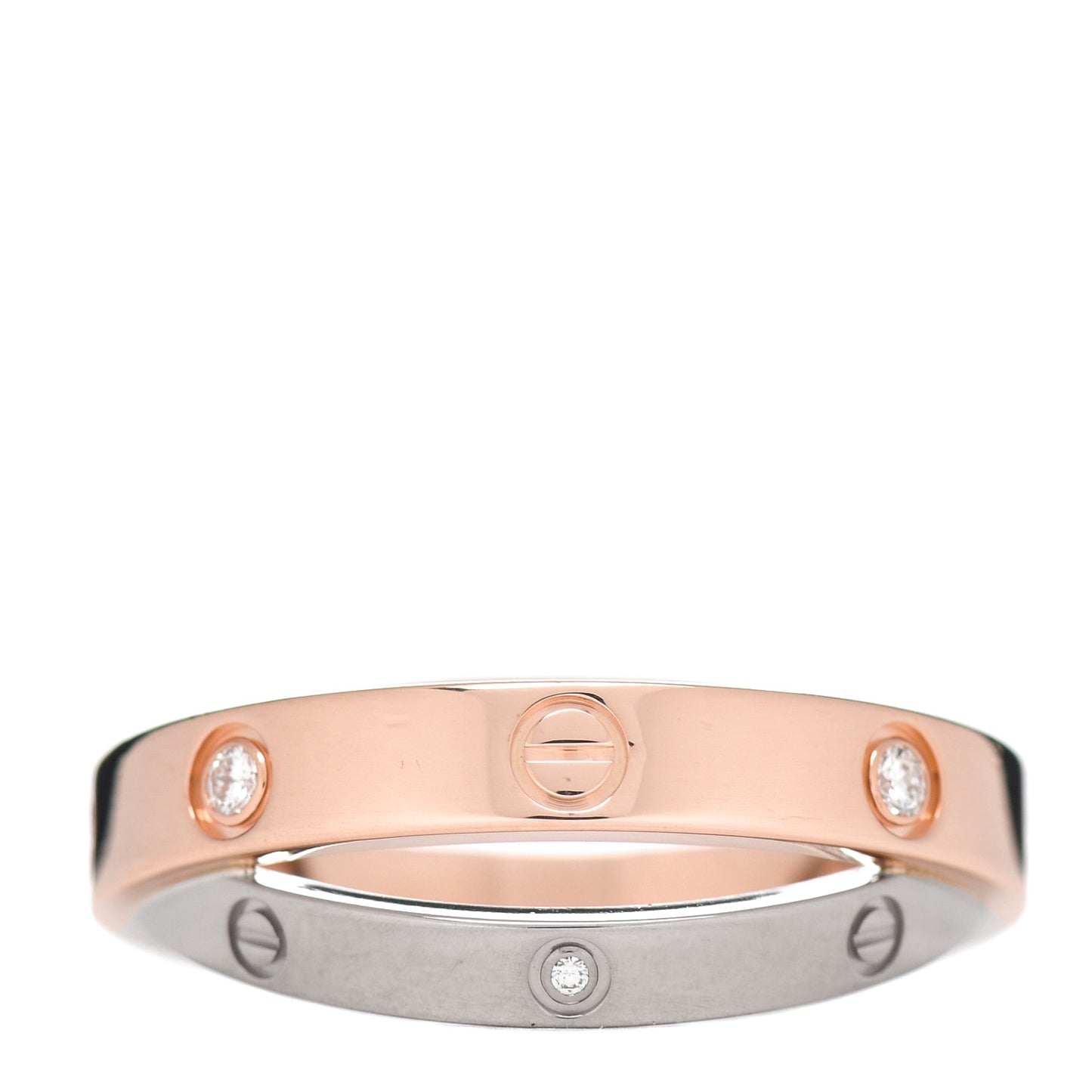 18K Pink White Gold 6 Diamond LOVE Ring 53 6.25