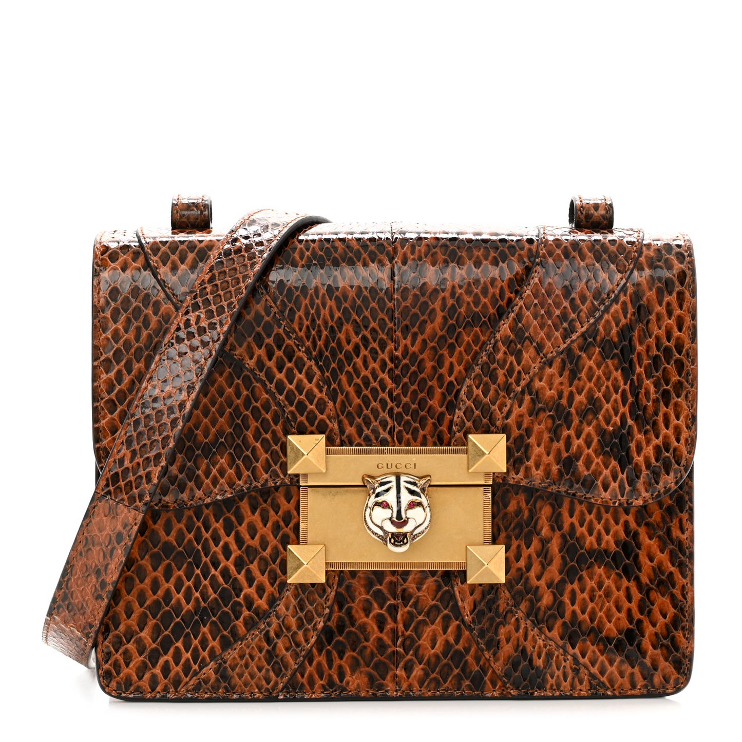 Elaphe Radiata Crystal Osiride Shoulder Bag Bright Cuir Ruby