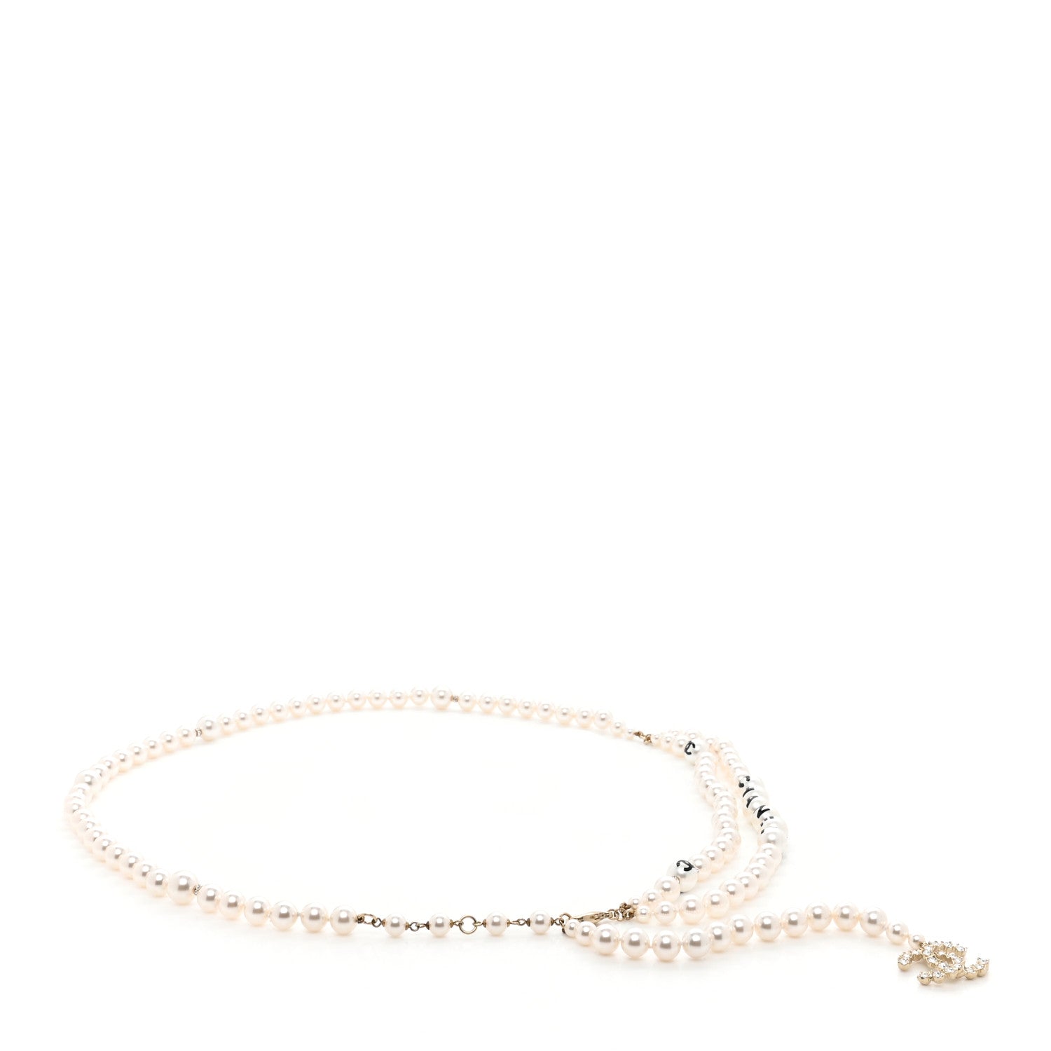 Chanel Pearl Crystal CC Logo Belt 85 Gold 1 of 4