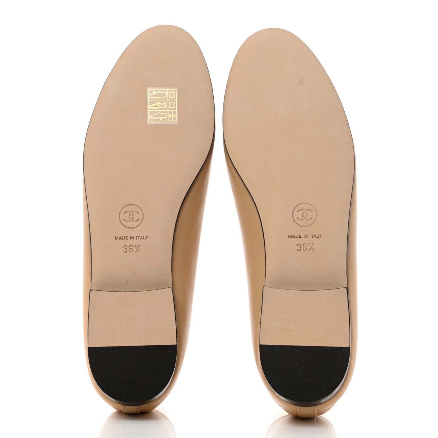 Lambskin Cap Toe CC Ballerina Flats 36.5 Beige Black