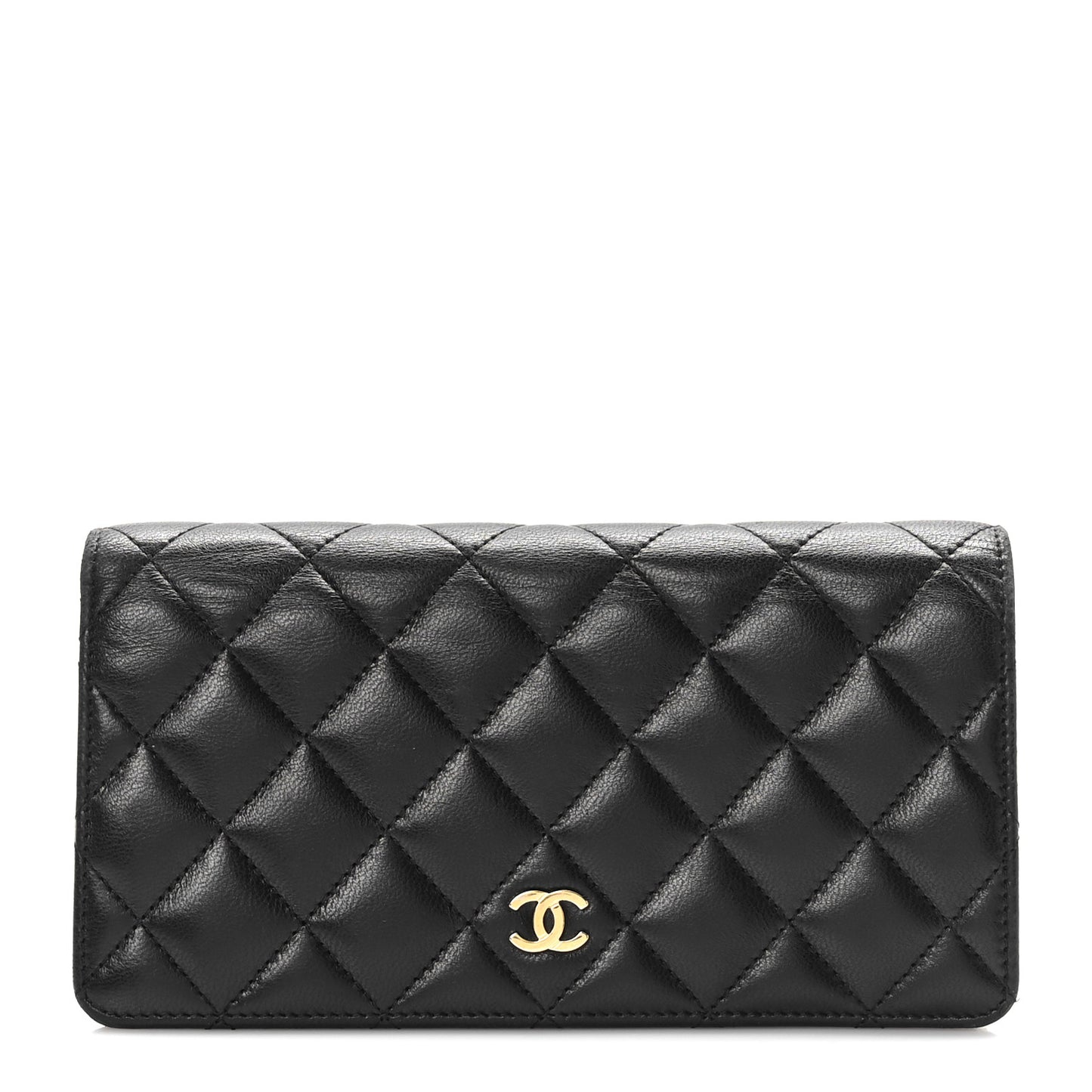 Lambskin Quilted Yen Wallet Black