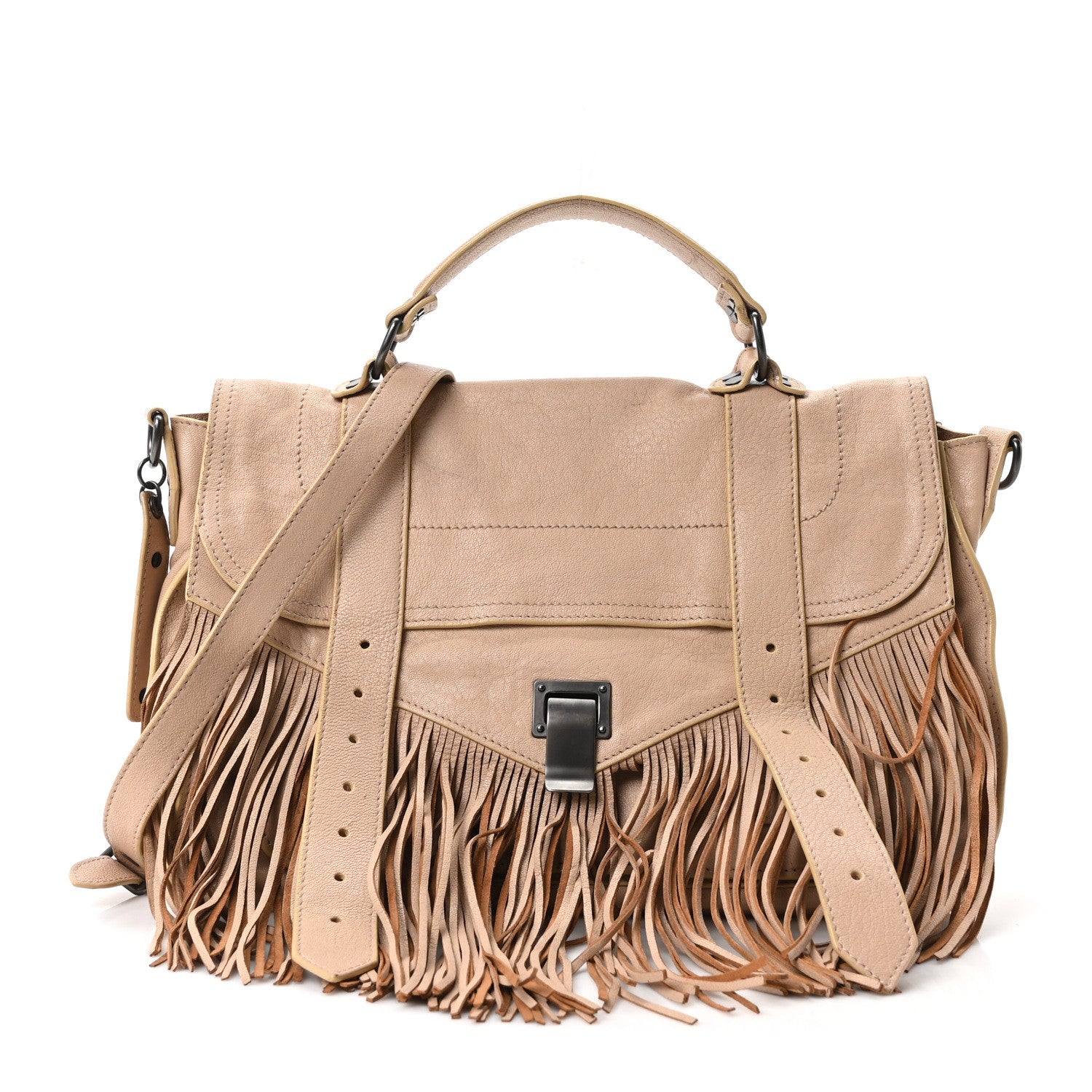 Proenza Schouler Lambskin Fringe Medium PS1 Satchel Nude 1 of 10