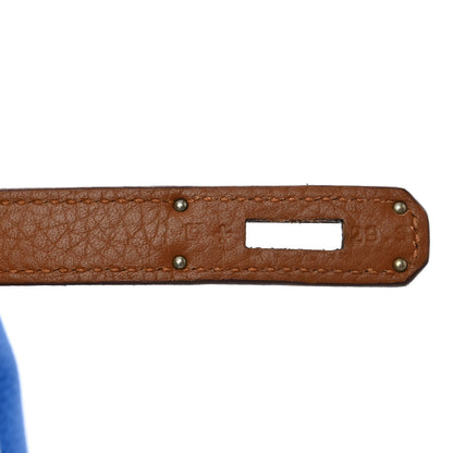 Hermes Taurillon Clemence Arlequin Birkin 35 Orange Sanguine Gold Bleu Lin Bleu Hydra Etain 7 of 14