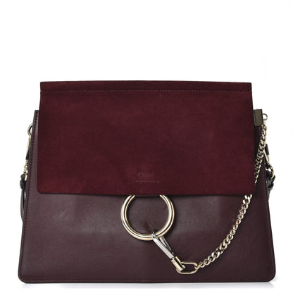 Chloe Calfskin Suede Medium Faye Shoulder Bag Intense Violine 1 of 12