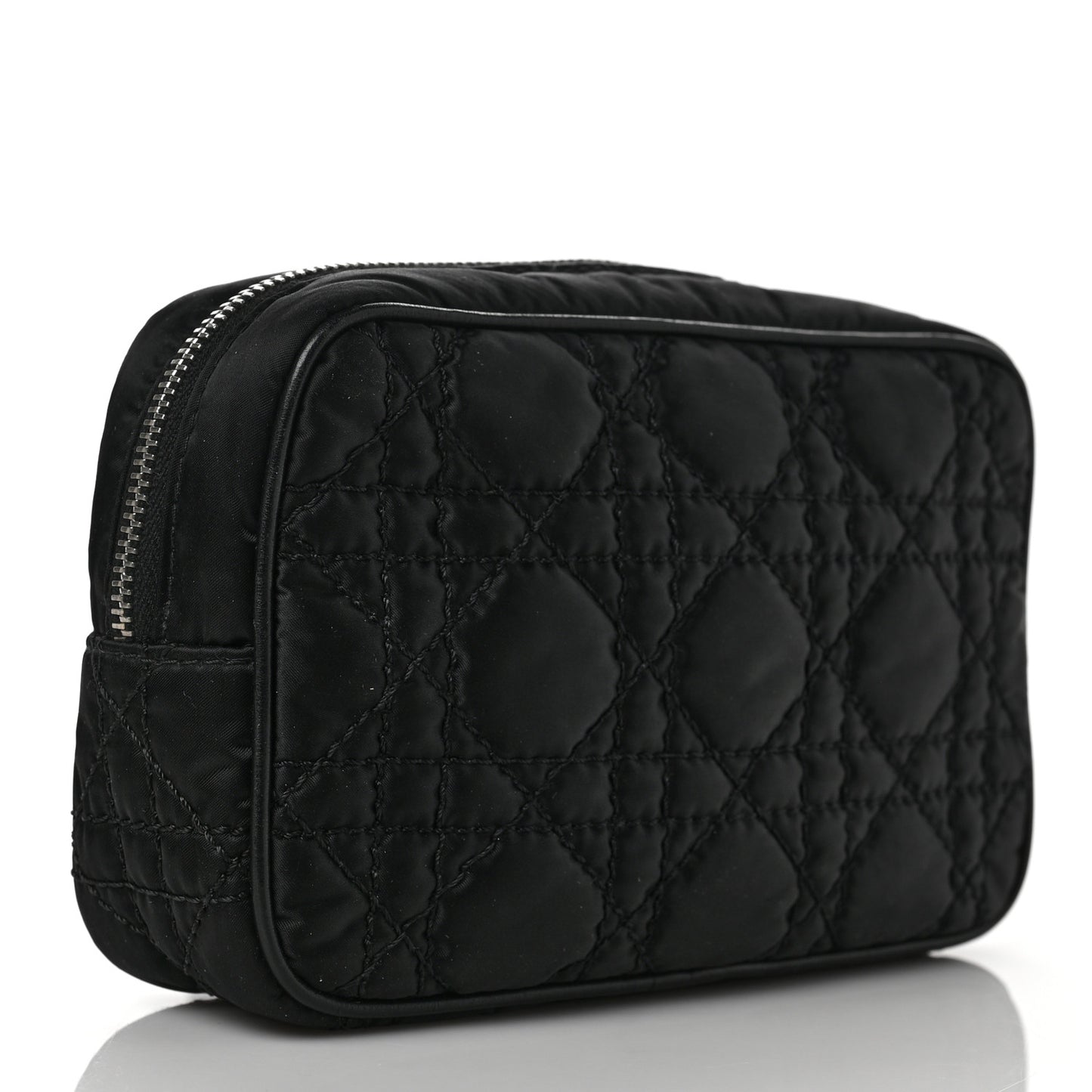 Nylon Cannage Zipped Pouch Black