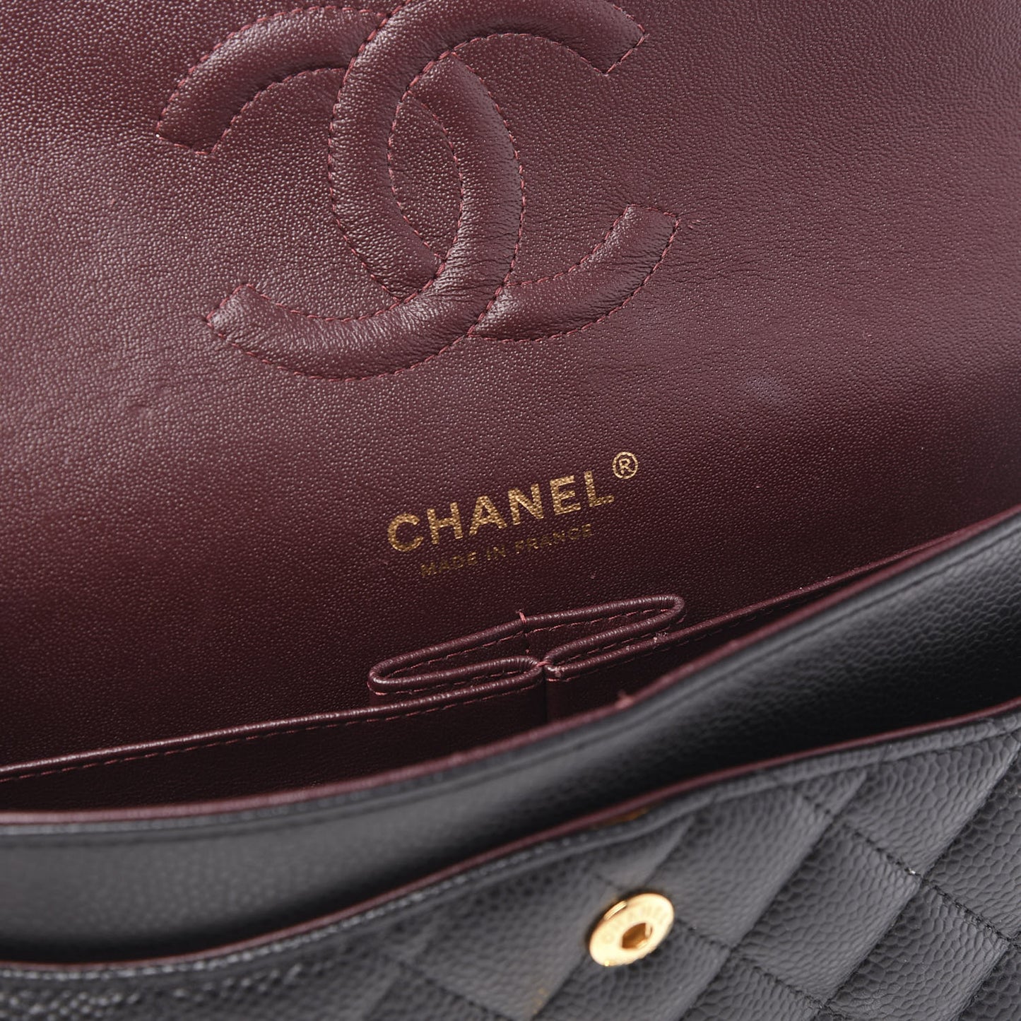 Caviar Quilted Medium Double Flap Black