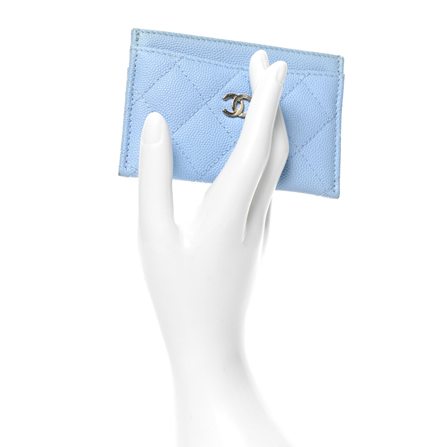 Chanel Caviar Quilted Card Holder Light Blue 2 of 9