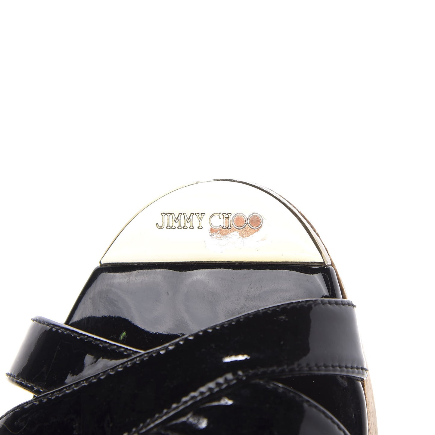 Patent Calfskin Perfume Cork Wedge Sandals 38 Black
