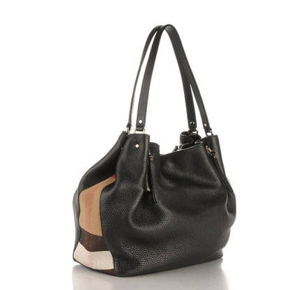 Burberry Grainy Calfskin House Check Medium Maidstone Black 3 of 9