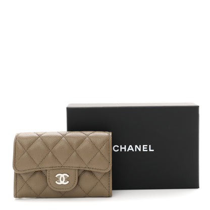 Chanel Caviar Quilted Flap Card Holder Wallet Dark Khaki 9 of 9