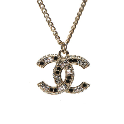 Chanel Baguette Crystal CC Necklace Light Gold Black 3 of 6