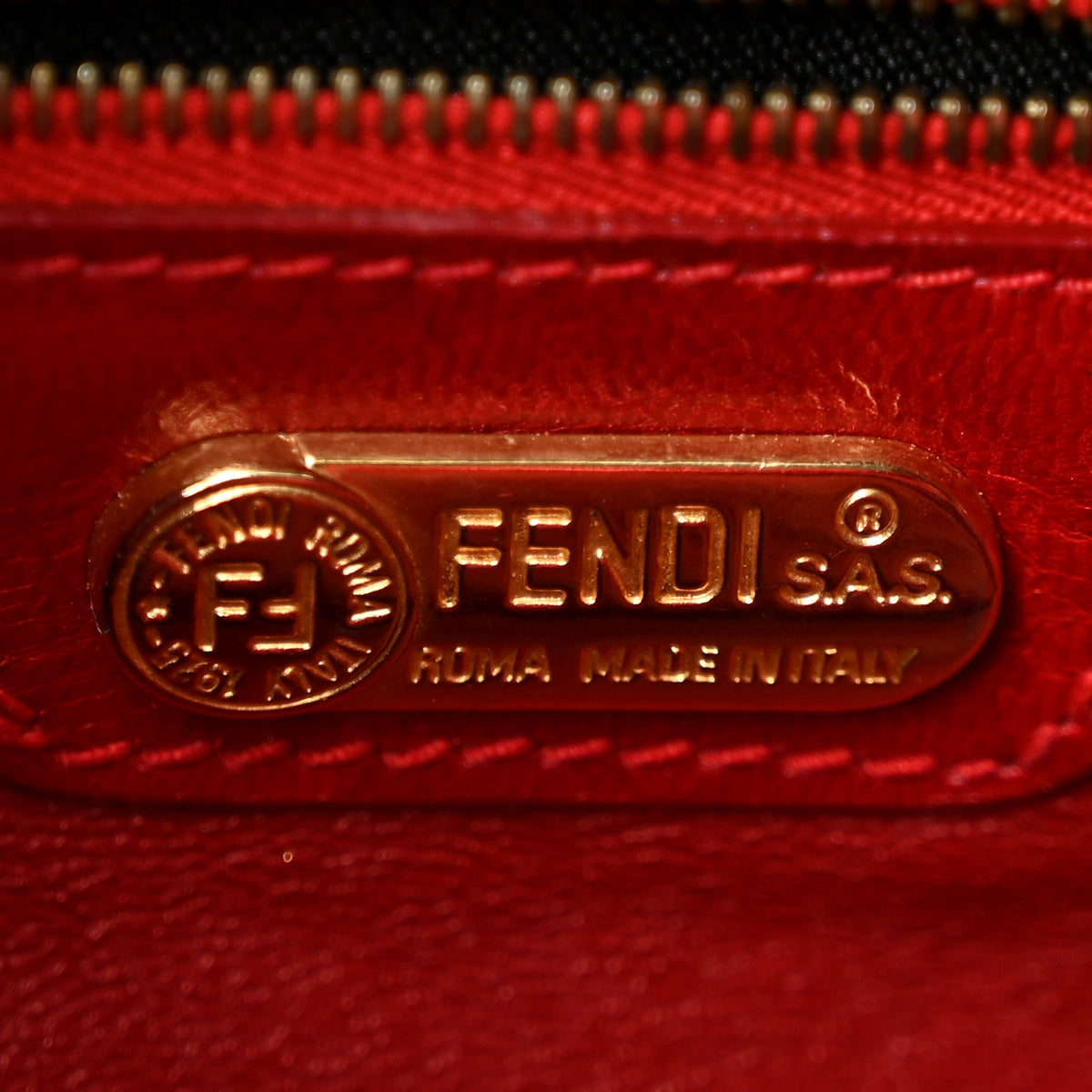 Fendi Sequin Lizard Enamel Baguette Red 6 of 14