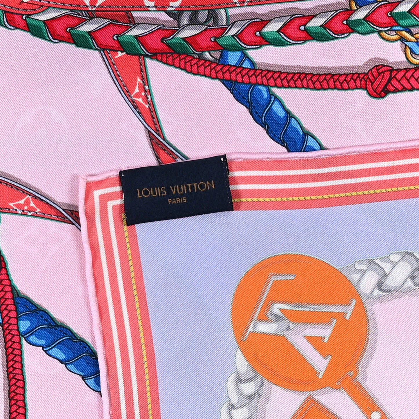 Silk Mix and Straps Square 90 Scarf Rose