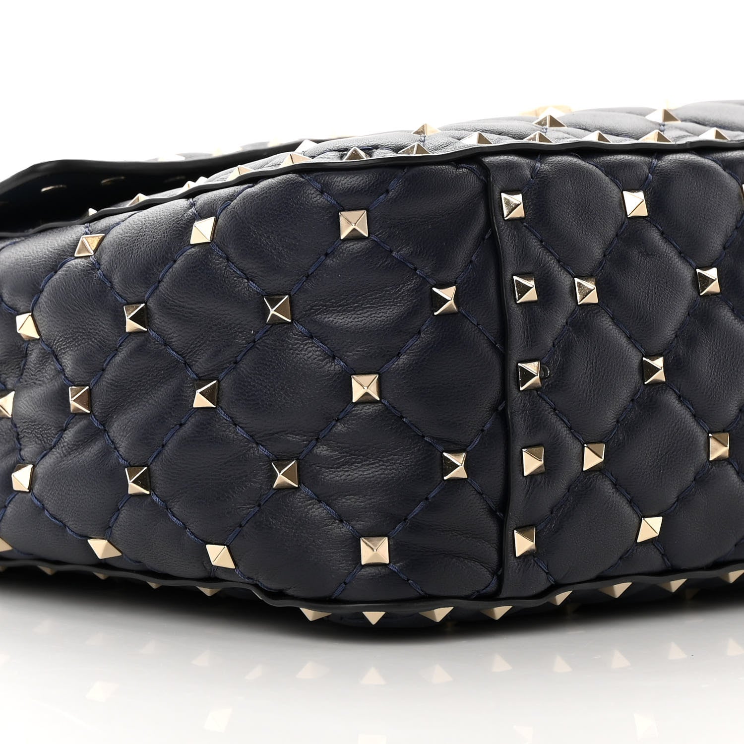 Valentino Garavani Nappa Large Rockstud Spike Shoulder Bag Marine 8 of 14