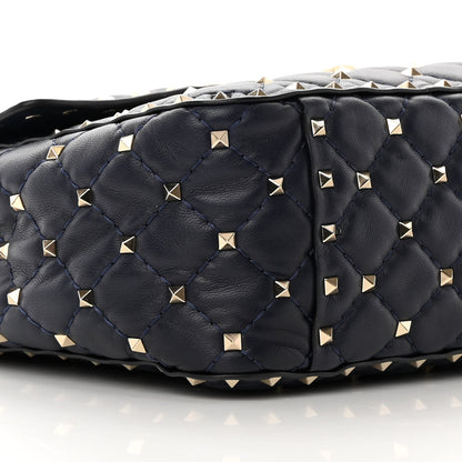 Valentino Garavani Nappa Large Rockstud Spike Shoulder Bag Marine 8 of 14