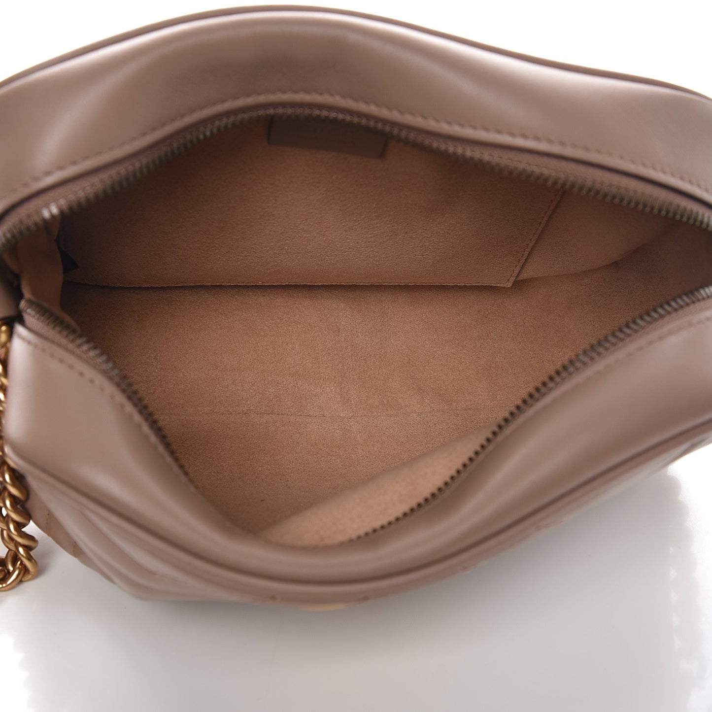 Calfskin Matelasse Small GG Marmont Chain Shoulder Bag Taupe