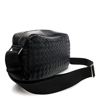 Bottega Veneta Calfskin Intrecciato Messenger Bag Black 3 of 10