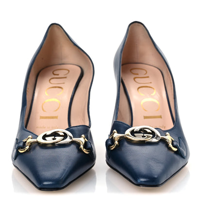 Gucci Malaga Kid Zumi 75mm Pumps 38.5 Blue 3 of 11