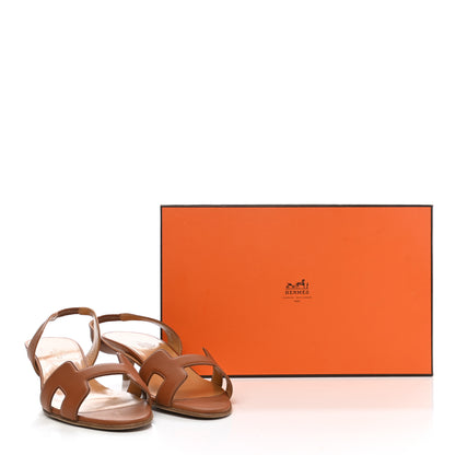 Hermes Calfskin Ottomane Slingback Sandals 37.5 Gold 8 of 8