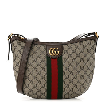 Gucci GG Supreme Monogram Web Small Ophidia Half Moon Hobo Brown 1 of 10