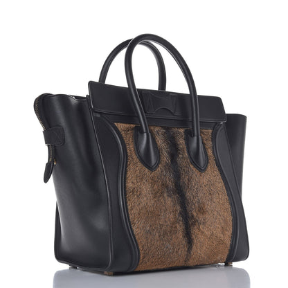 Celine Smooth Calfskin Goat Fur Mini Luggage Brown 3 of 7