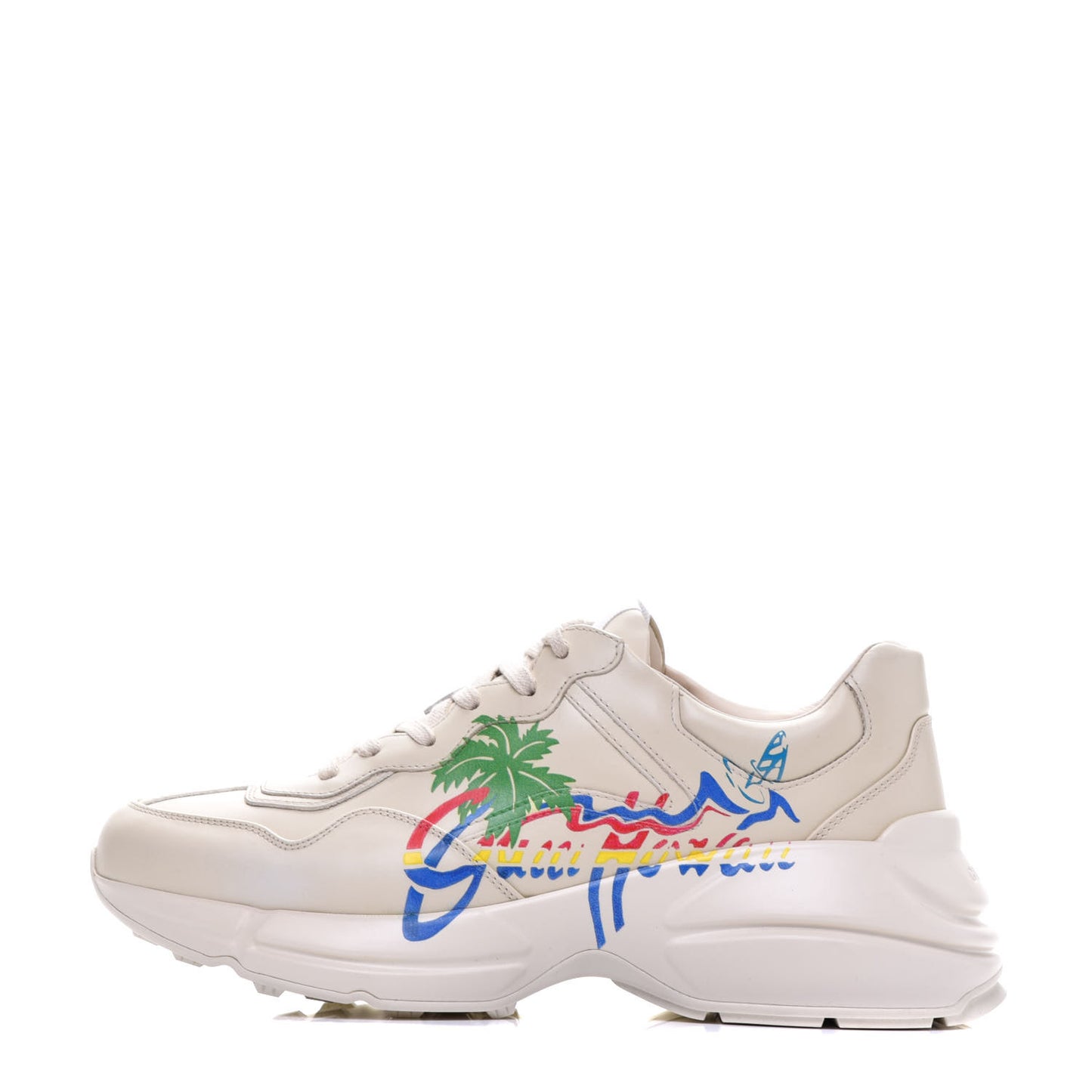 Calfskin Hawaii Printed Mens Rhyton Sneakers 8.5 White