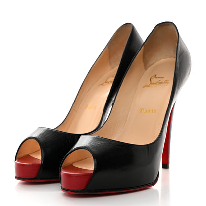 Christian Louboutin Kid Very Prive 120 Peep Toe Pumps 40 Black 3 of 8